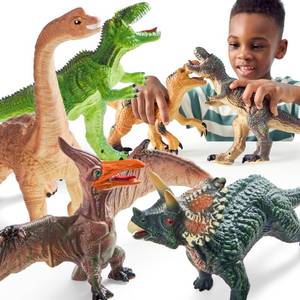 lot 6449 image: JOYIN Big Dinosaur Toys for Toddlers, 6 Piece Large Soft Dinosaur Figures with an Educational Book, Jumbo Realistic Toys for Boys and Girls Gift, Birthday Easter Gifts for Kids Ages 1 2 3 4 5