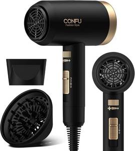 lot 6463 image: Hair Dryer, CONFU Blow Dryer with Diffuser, 21000PRM Professional Hairdryer, Portable Lightweight Fast Drying Negative Ionic Blow Dryer, Hair Diffuser for Curly Hair for Home Travel