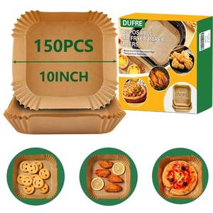 lot 6464 image: DUFRE 150Pcs Air Fryer Paper Liners 10 INCH  Fit 7-12 QT Parchment Paper,Disposable Square Paper for Air Fryer Non-stick Oil-proof for Baking,Roasting,Microwave,fathers day for dad