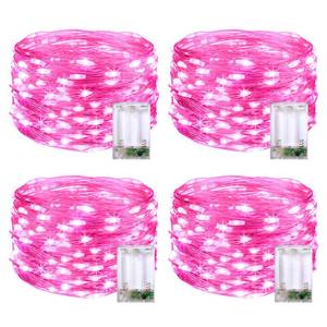 lot 6468 image: JMEXSUSS 4 Pack 50 LED Pink Valentines Day Fairy Lights Battery Operated, 16.1ft Christmas Fairy Lights Indoor Outdoor Waterproof, Pink String Lights for Bedroom Wedding Birthday Holiday Decorations