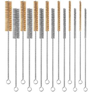 lot 6474 image: Asherxin 14-Pieces Brass Wire Brush Stainless Steel Tube Brush Set 12 Round Wire Brushes Kit Bore Brush Metal Bristle Cleaning for Pipe, Tube, Auto Parts, Engine (6mm8mm10mm12mm15mm20mm22mm)
