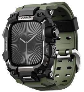 lot 6476 image: ULTIMAL Rugged Case with Band for Apple Watch 46mm,Compatible with Apple Watch Series 1110, Military Grade Shockproof Bumper Cover for iWatch Tactical Band Men (Army Green, 46mm)