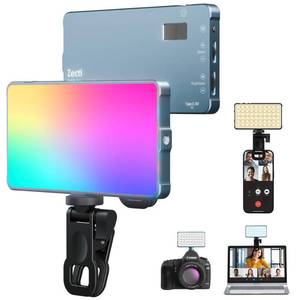 lot 6484 image: Selfie Camera Phone Light with Metal Hotshoe & Clip, 135 LED CRI 96 2500K-9900K 4000mAh RGB Video Light for iPhone, Cameras, Selfie, Video Conference, TikTok Live Streaming, Gifts for Men & Women