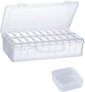 lot 6496 image: Bead Organizer Box - 21 Pcs Mini Clear Plastic Cases with Hinged Lid for Bracelet Making DIY Jewelry Craft Nail