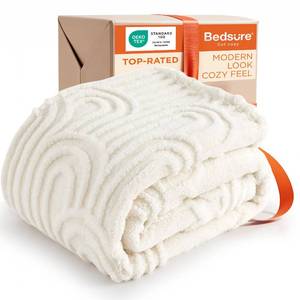 lot 6497 image: Bedsure GentleSoft Cozy Throw Blanket for Couch - Soft Boho Blankets for Women, Fuzzy Fleece Comfort Throw, Spring Boho Home Room Decor Aesthetic, Gifts for Women Teen Girl, Off White, 50x60 Inches