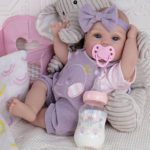 lot 6501 image: Milidool Lifelike Reborn Baby Dolls Girl-18 inch Realistic Newborn Baby Dolls, Soft Cloth Weighted Body with Feeding Toy, Gift for Kids Ages 3