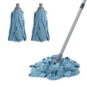 lot 6507 image: KeFanta Mops for Floor Cleaning,One Mop Handle with 2 Blue Microfiber Cloth Mops Head Replacement,String Wet Mop Refills Compatible with 0.8 Diameter Stick(1 Pole & 2 Heads)