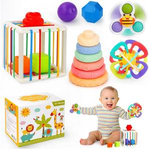 lot 6510 image: Chillife Baby Toys 6-12 Months,Montessori Toys for Babies 6-12 Months, Infant Teething Toys,Stacking Rings,Color Shape Sensory,Suction Cup Spinner Toys for 6-9-12 to 18 M Birthday Gifts