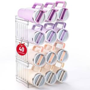 lot 6516 image: Gracenal Large Tumbler Organizer for Stanley Cup 40 oz, Patented Kitchen Pantry Organizers and Storage for Stanley Cup Accessories, Stackable Water Bottle Organizer Holder Gifts 4Pack Large-12-bottle