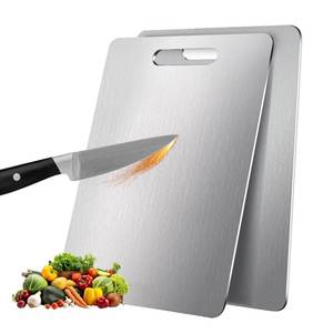 lot 6519 image: 2 Pack Titanium Cutting Boards for Kitchen,100% Pure Titanium, Cutting Edge Hygiene & Durability, Double-sided food-grade Titanium Cutting Board For Meats Fruist And Vegetables,Easy to Clean XC
