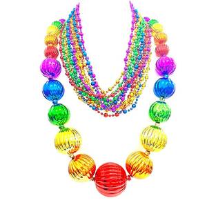 lot 6546 image: YSPPF Mardi Gras Beads Necklaces Mardi Gras Multi Color Jumbo Ball Bead Necklaces Mardi Gras Parade Party Gift (13pcs)