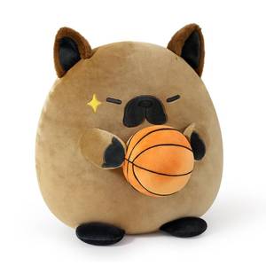 lot 6558 image: Onsoyours Original French Bulldog Plush with Basketball, Cute 12 inch Sport Dog Dark Brown Stuffed Animal, Ultra Soft Collectible Hugging Gift Puppy Plush Toy
