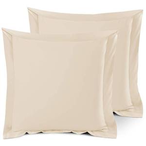 lot 6567 image: Nestl Soft Pillow Shams Set of 2 - Double Brushed Microfiber Pillow Covers - Hotel Style Premium Bed Pillow Cases, with 1.5 Decorative Flange, Euro 26x26 - Cream