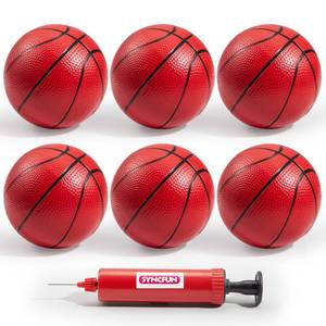 lot 6568 image: SYNCFUN 5 Mini Basketball Set, 6 PCS Small Ball with Pump for Mini Basketball Hoop, Rubber Toy Ball for Pool, Indoor and Outdoor Games, Sports Toys for Toddlers and Teenagers