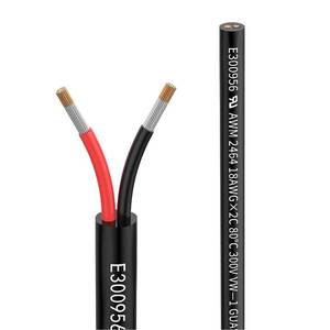 lot 6573 image: 18 Awg 0.8mm 182 Gauge Electrical Wire 2 Conductor Extension Cable 100 Foot UL2464 DC 5V12V24V300V Oxygen Free Stranded Tinned Copper Wire Low Voltage LED Cable for LED Lamps Automotive
