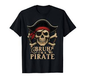 lot 6577 image: Bruh Im A Pirate Lazy Pirate Skull Costume Halloween T-Shirt Large