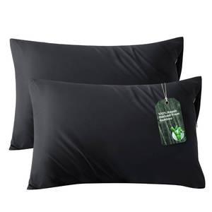 lot 6578 image: Bedsure Zipper Pillow Cases Queen, Cooling Pillow Cases Queen Size Set of 2, Rayon Derived from Bamboo Cooling Pillowcases for Hot Sleepers, Soft & Breathable Bed Pillow Covers, Black, 20x30 Inches