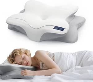 lot 6590 image: Artelse Cervical Neck Pillow for Side & Back Sleepers, Ergonomic Memory Foam Pillow for Sleep Apnea, Neck Pain Relief, Neck Support Pillow with Breathable Pillowcase