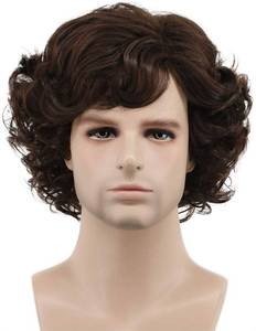 lot 6595 image: karlery Adult Men Brown Short Fluffy Curly Wig Halloween Cosplay Wig Anime Costume Party Wig