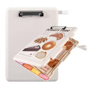 lot 6597 image: Zhiquanqihan Letter Size Clipboard with Storage, Plastic Clipboard with Side Opening, A4 Waterproof Foldable Nursing Clip Board for School & Office with Christmas Stickers (Khaki)