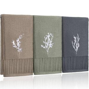 lot 6598 image: FuWeave 3 Pcs Boho Botanical Hand Towels Bathroom Decor Retro Embroidered Minimalist Nature Floral Boho Decorative Towels for Bathroom Kitchen Decor, 100% Cotton, 13.3 x 29.5