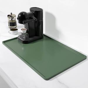 lot 6602 image: Rnivvi Silicone Coffee Mat, 12 x 19 Waterproof Raised Edge Coffee Bar Mats for Espresso Machine Station Accessories, Heat Resistant Dish Drying Pad for Kitchen Counter, Rubber Bar Decor Pad, Green