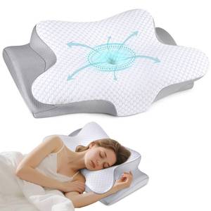 lot 6603 image: Cervical Neck Pillow for Sleeping - Ergonomic Side Sleeper Pillow for Pain Relief, Contour Cervical Pillow for Neck Support, Orthopedic Memory Foam Pillows Bed Pillow for Side Back Stomach Sleeper