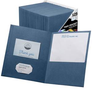 lot 6618 image: FILE-EZ Two-Pocket Folders, Dark Blue, 125-Pack, Textured Paper, Letter Size (EZ-32423)