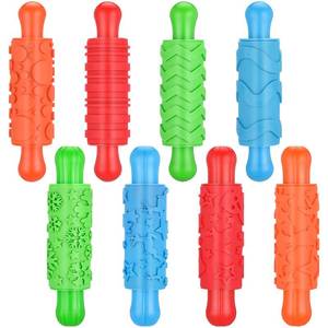 lot 6621 image: Aoriher 8 Pcs Play Clay Rollers for Kids Textured Rollers with Plastic Handles Play Clay Accessories Pattern Rolling Pins for DIY Art Signs Posters Craft Creations