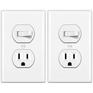 lot 6628 image: BESTTEN 2 Pack Combination Toggle Light Switch and Duplex Receptacle Outlet, Single Pole Toggle Wall Switch, Grounded Outlet, Combo Style, 15 Amp, Wallplate Included, UL Listed, White