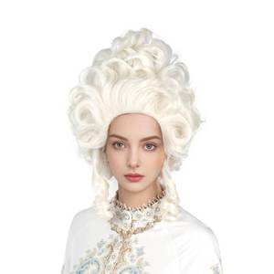 lot 6631 image: MUPUL Platinum Blonde Wig Short Curly Blonde Beehive Wig Queen Cosplay Halloween Costume Wigs For Women