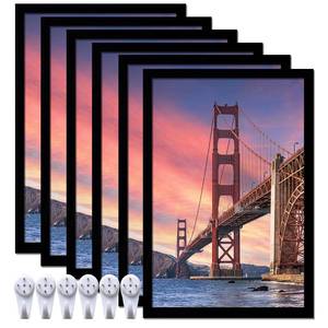lot 6633 image: ijuerybai 6 Sets 8x12 Picture Frame, Frames for 8 x 12 Canvas Collage Photo Poster Certificate Wall Gallery, High Transparent Horizontal Vertical Black 8 by 12 Inches
