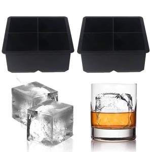 lot 6634 image: Large Ice Cube Trays Silicone (2.5-Inches) - Giant Cocktail Silicone Ice Maker, Scotch Whiskey Ice Cube, Easy Release Reusable Ice Cubes,Food Grade (Black 2 Tray)
