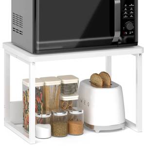 lot 6635 image: MARTY Kitchen Countertop Organizer Cabinet Shelf, 17x12.4 Large Spice Racks Counter Shelf Microwave Oven Rack Desktop Storage Organization for Kitchen, Office, Metal & Wood, White