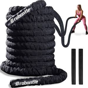 lot 6642 image: Brobantle Battle Rope 1.5 Inch Diameter,Black 30FT Exercise Workout Ropes for Home Gym Heavy Weighted Training Rope for Working Out