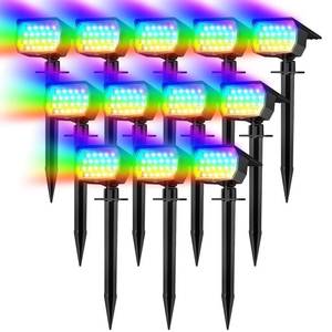lot 6651 image: WENATY Solar Spot Lights Outdoor Color Changing, 7 Mode12 Pack Christmas Landscape Spotlights, Solar Light Outdoor Waterproof, Led Powered Flood Light for Outside Pathway Yard Garden Tree Halloween