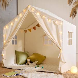 lot 6654 image: Tiny Land Kids Tent with Mat and Star Lights, Indoor Playhouse for Toddlers, 57x36x52 Large Reading Nook for Girls & Boys, Modern Bed Canopy for Kids Room