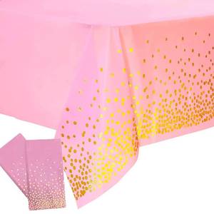 lot 6662 image: 2 Pack Plastic Pink Tablecloth - Disposable Pink & Gold for Rectangle Tables 54 x 108 - Party Decorations for Birthdays, Thanksgiving, Christmas, Valentines, Weddings, Outdoor BBQ & Picnics