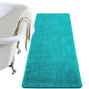 lot 6671 image: LOCHAS Luxury Bathroom Rug Shaggy Bath Mat 24 x 60 Inch, Washable Non Slip Bath Rugs for Bathroom Shower, Soft Plush Chenille Absorbent Carpets Mats, Teal Blue