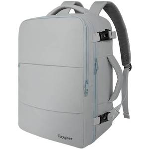 lot 6672 image: Taygeer Carry On Backpack for Men Women, Travel Backpack with USB Charging Port & Shoe Pouch, Laptop Mochila 17.3inch Flight Approved, College Teacher Tote Bag for Business Travel, Grey