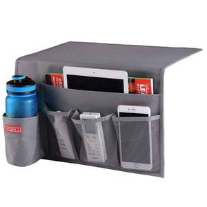 lot 6676 image: Zafit 5 Pockets Bedside Caddy, Bedside Storage Organizer for Water Bottles, Magazines, Phone, Glasses (5 Pockets-Grey)