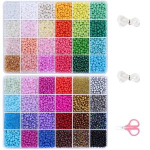 lot 6680 image: Efivs Arts 6720pcs 48 Colors 4mm Glass Seed Beads Kit with Tools and Accessories for DIY Jewelry Crafts