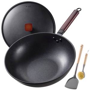 lot 6706 image: Teewe Carbon Steel Wok -13 Inch Woks & Stir-fry Pans Nonstick, Wok Pan with Lid Spatula and Dish Brush Pre-Seasoned Flat Bottom Chinese Woks for Induction, Electric, Gas, All Stoves