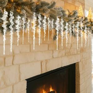 lot 6712 image: Chunful 20 Pcs Large Icicle Ornaments for Christmas Fireplace Tree Decoration Hanging Clear Crystal Acrylic Icicles Pendant for Xmas Mantel Eaves Winter Holiday Frozen Party Decor with Various Sizes