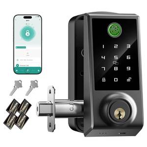 lot 6729 image: IRONZON Smart Door Lock Deadbolt Lock with Touchscreen Keypad, Fingerprint Door Lock for Front Door, 5-in-1 Keyless Entry Door Lock, App Control, 4 IC Cards, Auto Lock, 15-Min Installation