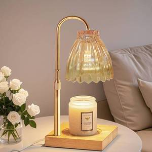 lot 6743 image: Candle Warmer Lamp with Dimmer Timer, Candle Lamp Warmer with 2 Bulbs, Candle Light for Scented Jar Candles, Birthday Gifts for Women, Vintage Home Decor House Warming Gift
