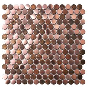 lot 6744 image: Blujellyfish Copper Penny Round Tile Wall Backsplash Accents Penny Round Mosaic Tiles for Shower Floor (Box of 5 Sheets)