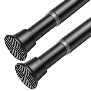 lot 6757 image: AIZESI 2Pack Tension Curtain Rod 23-46 Inch No Drilling Adjustable Black Tension Rod Extendable Spring Loaded Curtain Rods for Window Doorway Kitchen Closet Bathroom