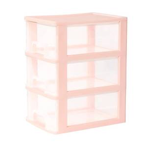 lot 6768 image: Gonice Small 3 Drawer Storage Organizer, Pink Plastic Drawer Storage, Small Desktop Organizer for Home, Office