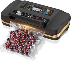 lot 6771 image: Vacuum Sealer Machine, Updated Powerful 95KPa Commercial Food Saver with Double Seal for 2X Strength, Built-in Cutter, Bags Storage &amp Easy-Lock Handle Black